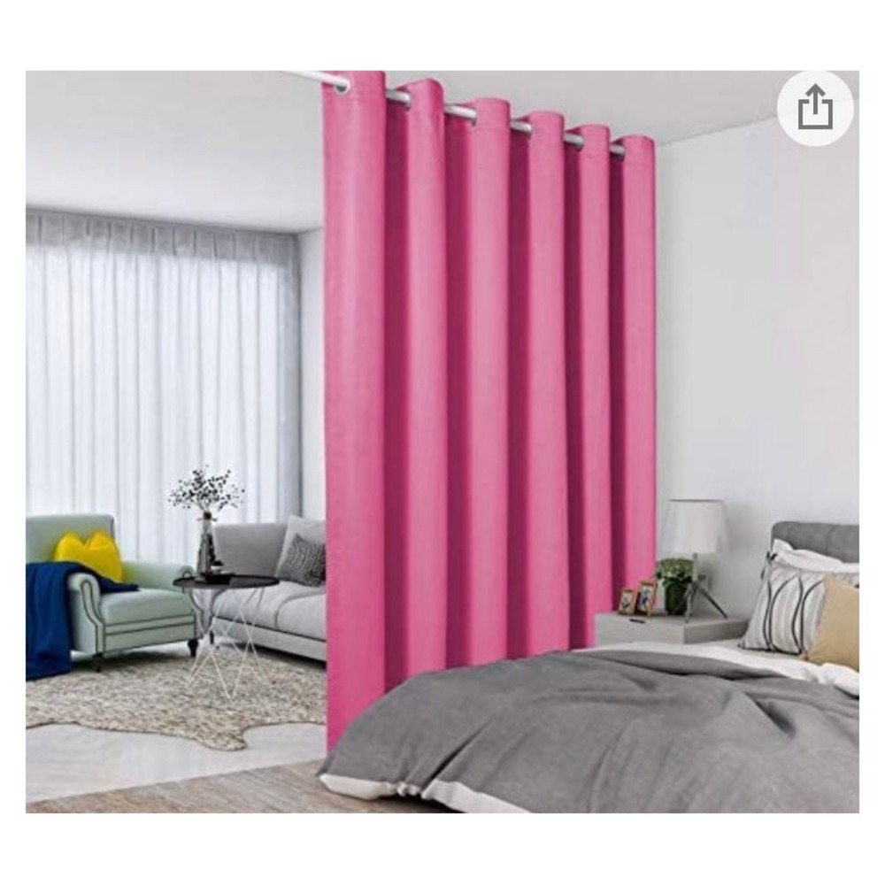 Pink Room Divider 1 Panel Black Out Curtain, 10ft x‎ 9ft